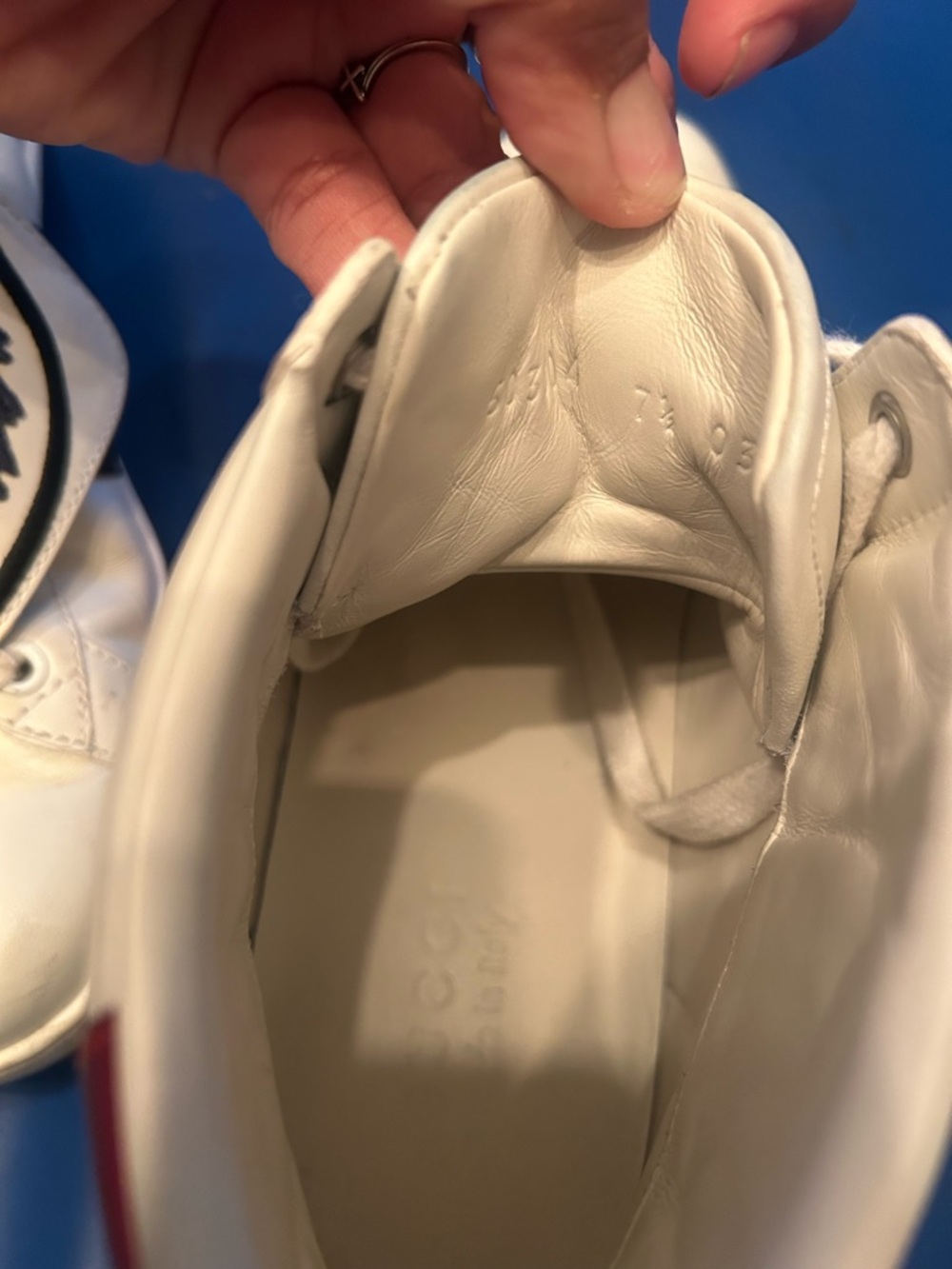 Authentic Gucci White Leather High-Top Sneakers - Picture 6 of 7